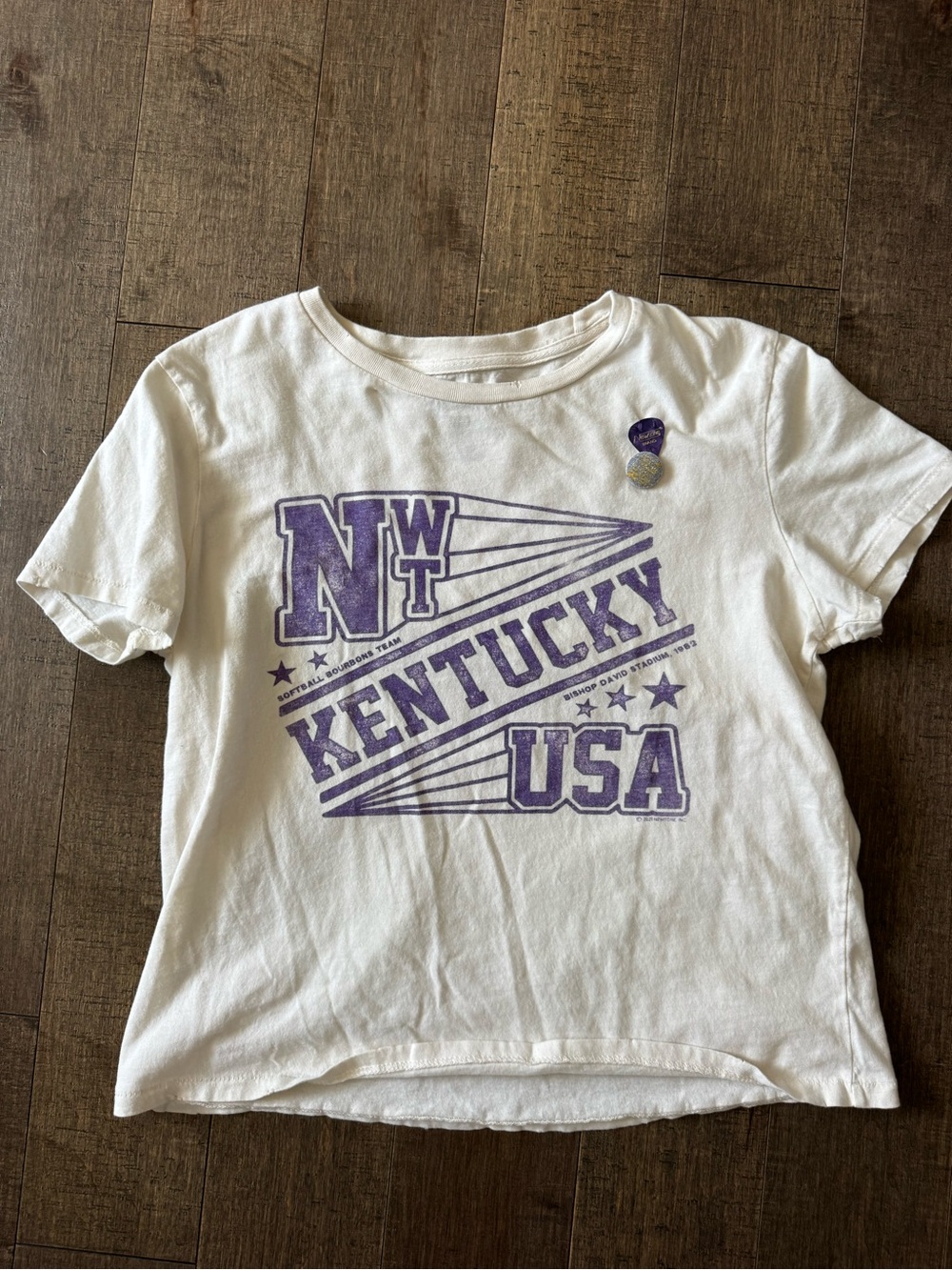 Newton White Kids T-Shirt with Purple Kentucky USA Graphic